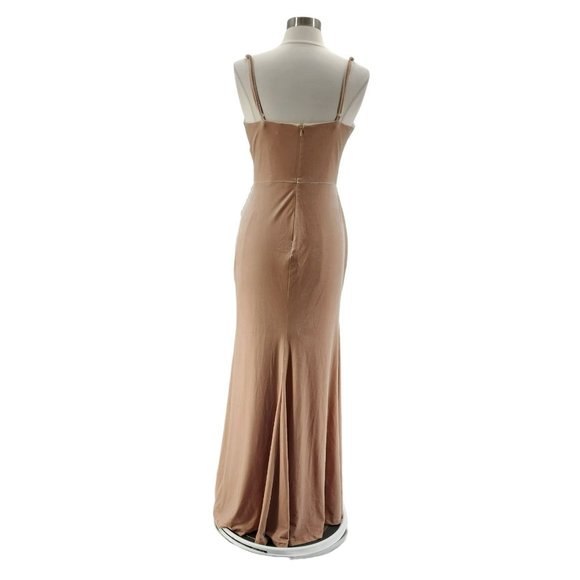 Revelry Rory Cream Velvet Bridesmaid Tan Maxi Dress 8 - Picture 5 of 16